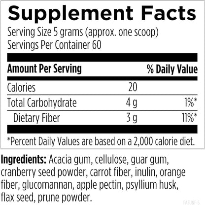 Designs for Health PaleoFiber - 12 Digestive Fiber Blend Powder Supplement with Psyllium Husk, Flax + Apple Pectin - Prebiotic Gut Support, Unflavored + Unsweetened - Vegan (60 Servings / 300g)