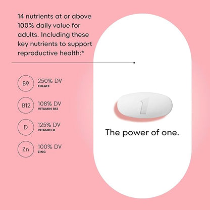 One A Day Pregnancy Planning Prenatal Multivitamin for Women, Pre Pregnancy Vitamins for Women with Methylfolate, Folic Acid, Zinc, Vitamin B12 & Vitamin D to Support Reproductive Health, 60 Tablets