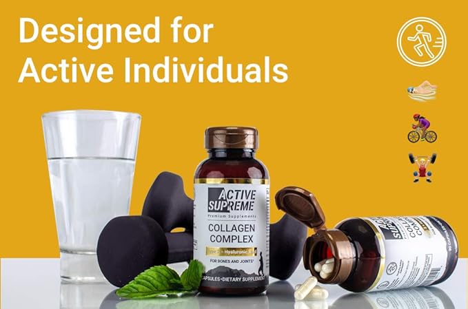 Collagen Pills Type 2 for Healthier Joints - Grass Fed Beef Collagen Hydrolyzed Type 2 Capsules with Vitamin C and Hyaluronic Acid