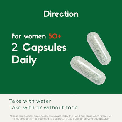 Multivitamin for Women 50 Plus, PMS Relief, Skin, Hair & Nails, Supports Joint & Bone, Heart Health, Eye Health, Turmeric, Coq10, Ginkgo, Lutein, Black Cohosh, Vitamins B6, B12, D3, K2 (60Ct)
