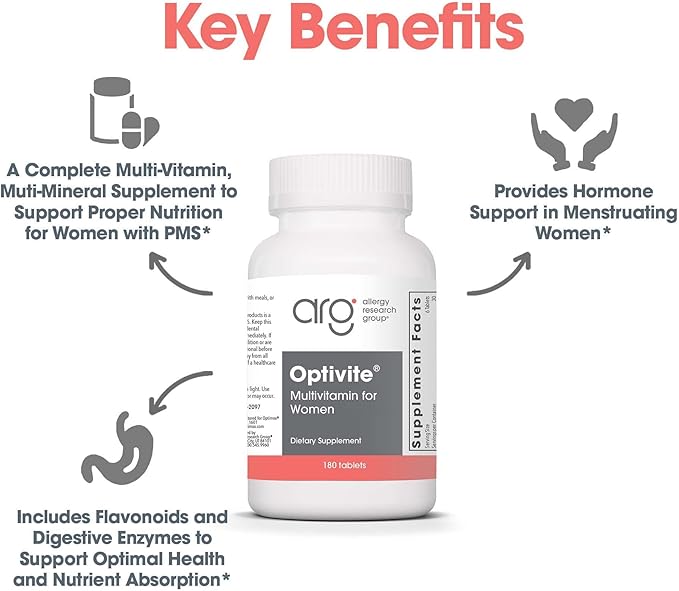 Optimox Optivite PMT Supplement - PMS Support for Women, Hormonal Balance, Womens Multivitamins, PMS Relief, Magnesium Supplement - 180 Count