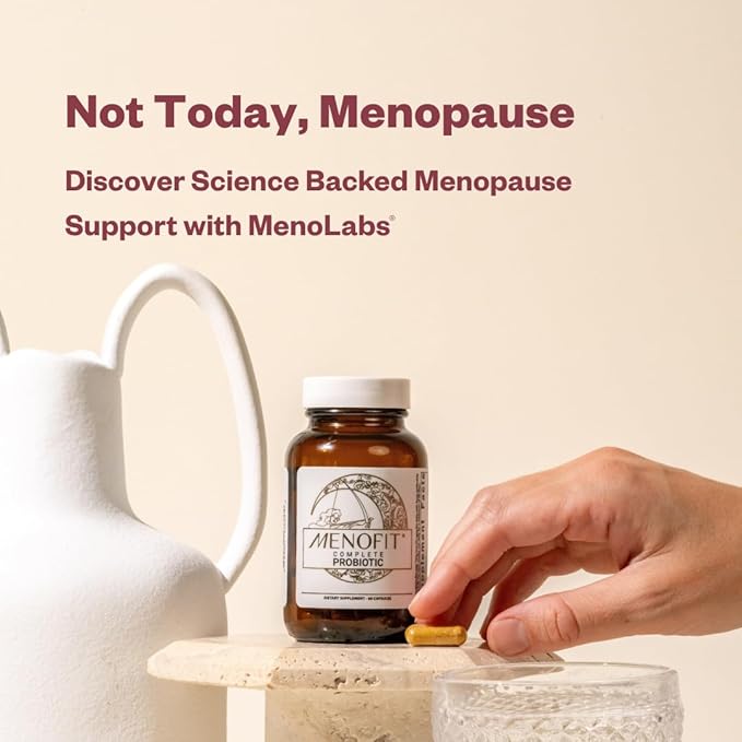 MENOLABS MenoFit, Menopause Supplements for Women - 60 Capsules - Advanced Women’s Probiotic with Vitamins and Red Clover for Gut Health, Hot Flashes and Hormone Balance for Women