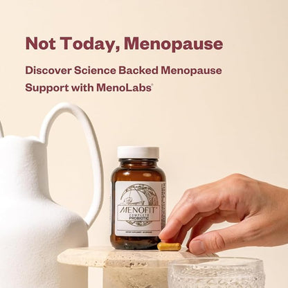 MENOLABS MenoFit, Menopause Supplements for Women - 60 Capsules - Advanced Women’s Probiotic with Vitamins and Red Clover for Gut Health, Hot Flashes and Hormone Balance for Women