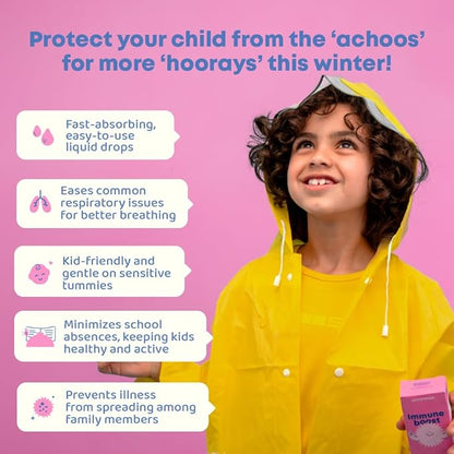 JoySpring Immune Drops - Kids Immune Support Liquid Supplement (2 fl oz) - Echinacea, Elderberry, Oregon Grape Root, Orange Peel, Vitamins A, B6, C - Natural Support System for Children & Adults