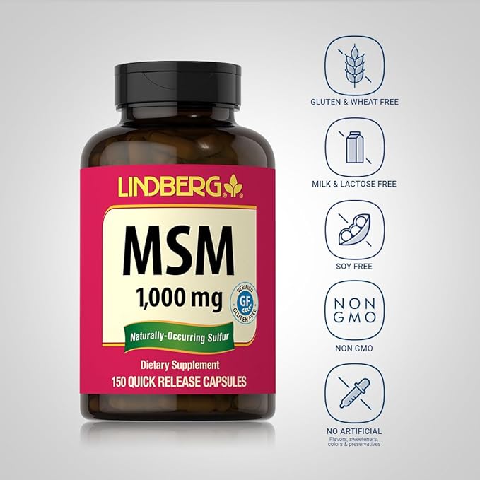 Lindberg MSM Capsules 1000mg | 150 Pills | Supplement for Women and Men | Methylsulfonylmethane | Non-GMO, Gluten Free