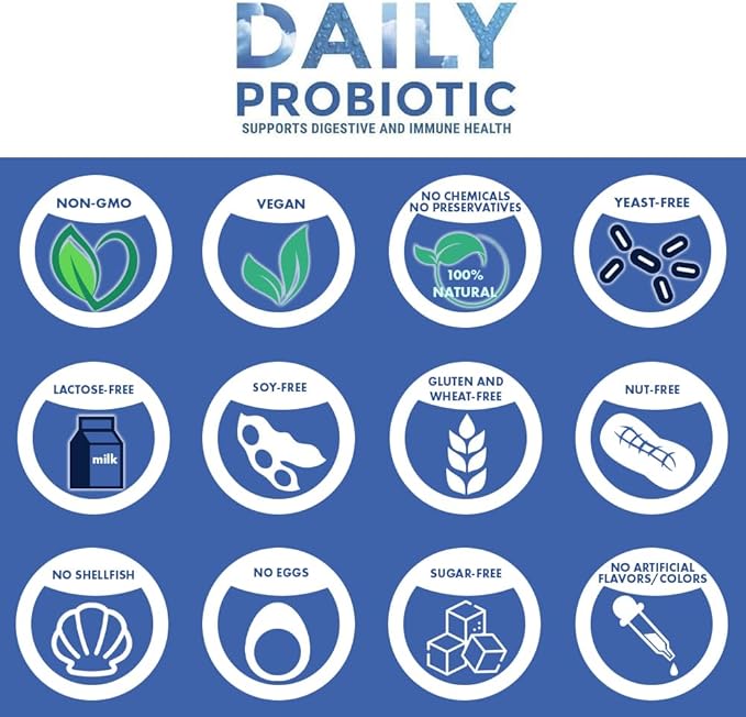 Daily Probiotic - 6 Billion CFU - Supports Digestive Health -15x More Effective Than Regular Capsules - Relieves Gas, Bloated Stomach & Acid Reflux (60 Count)