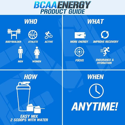 EVL BCAAs Amino Acids Powder - BCAA Energy Pre Workout Powder for Muscle Recovery Lean Growth and Endurance - Rehydrating Post Workout Recovery Drink with Natural Caffeine - Fruit Punch