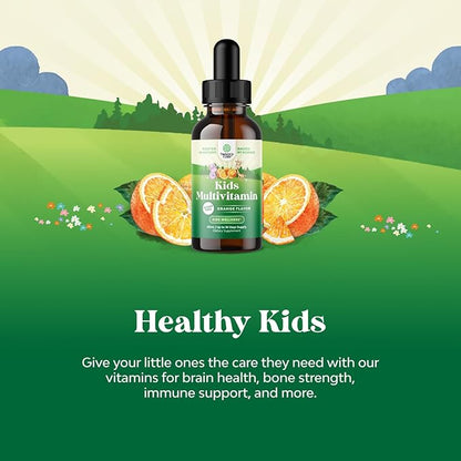 Bundle of Omega 3 Gummies for Kids, Tasty & Delicious and Liquid Multivitamin for Kids Immunity Support - Perfect DHA Omega 3,6,9 Gummies - Liquid Multivitamin Drops with DHA for Kids