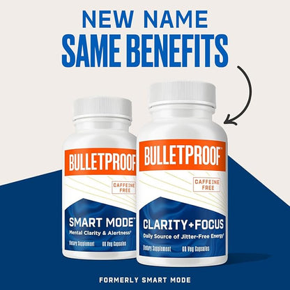 Bulletproof Clarity & Focus Capsules, 60 Count, Caffeine-Free Supplement to Promote Mental Clarity and Alertness, Formerly Named Smart Mode, Packaging May Vary