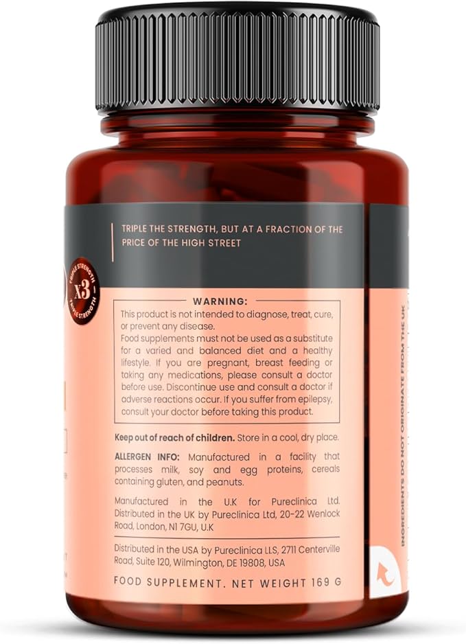 pureclinica Triple Strength Hyaluronic Acid 300mg x 720 Tablets (4 Bottles of 180) - 2 Years Supply
