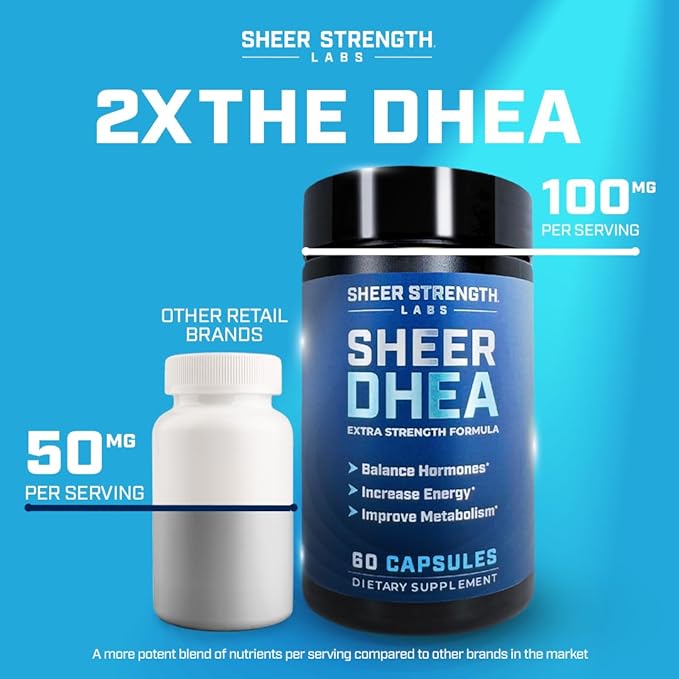 DHEA Supplement for Men DHEA 100mg - Pure DHEA Supplement for Men for Strength and Hormone Balance - DHEA for Women and Men - High Purity Enhanced Absorption 60 SV USA