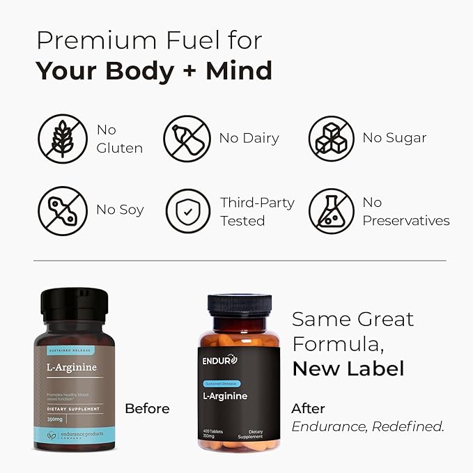L - Arginine - 350mg Sustained Release Dietary Supplement for Optimal Absorption - Nitric Oxide Precursor*, 400 Tablets Company
