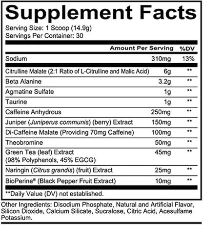 REDCON1 Total War Pre Workout, Tiger's Blood - L Citrulline, Malic Acid, Green Tea Leaf Extract for Pump Boosting Pre Workout for Women & Men - 3.2g Beta Alanine to Reduce Exhaustion (30 Servings)