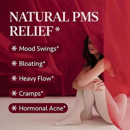 Holistic PMS & Symptom Relief for Women | Ayurvedic Menstrual Cycle Regulator | Made in USA | Eases Hormonal Cramps, Bloating & Acne | Vitex, Bacopa, Shatavari, Borage Oil & Brahmi– OSH Wellness