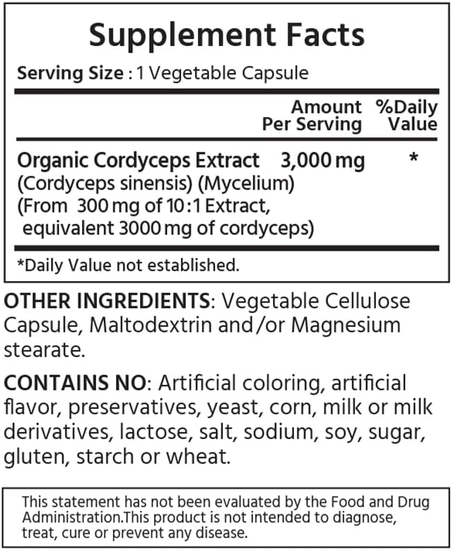 ML Naturals Triple Strength Cordyceps 3000 Made with Organic Cordyceps, 240 Vegetable Capsules. Healthy Immune Support & Cardiovascular Support. Non-GMO