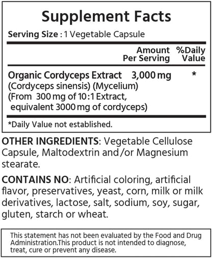 ML Naturals Triple Strength Cordyceps 3000 Made with Organic Cordyceps, 240 Vegetable Capsules. Healthy Immune Support & Cardiovascular Support. Non-GMO