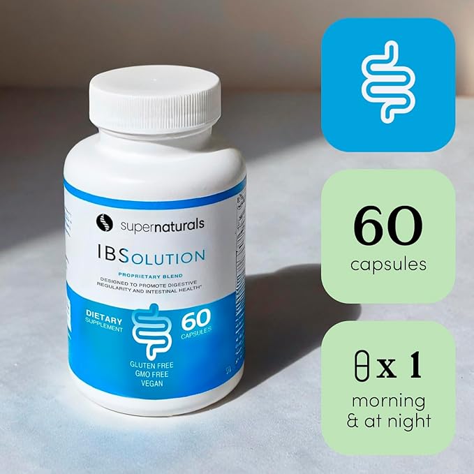 JLM NUTRITIONALS Supernaturals IBSolution - Support for Bloating, Constipation, Diarrhea, and Gas, Bowel Support Digestion Supplement, Vegan, 60 Count
