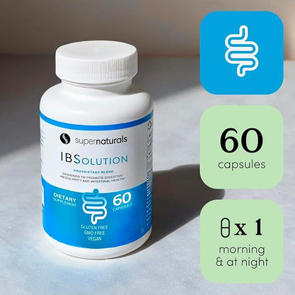 JLM NUTRITIONALS Supernaturals IBSolution - Support for Bloating, Constipation, Diarrhea, and Gas, Bowel Support Digestion Supplement, Vegan, 60 Count
