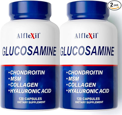 Premium Glucosamine & Chondroitin Nutritional Supplement - Healthy Joint, Bone & Knee Support - Rich in MSM & Collagen - Organic Natural Ingredients - Made in USA - 120 Capsules 2 Pack