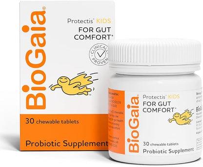 BioGaia Protectis Kids | Probiotic for Ages 3+ | Eases Occasional Digestive Issues & Promotes Regularity | Allergen, Dairy, Soy & Gluten Free | Backed by 30 Years of Research | 30 Day Supply
