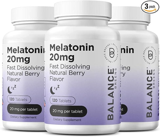 Balancebreens Melatonin 20mg Fast Dissolve Tablets - High Potency, Fast Acting, Natural Sleep Support – Sleep Aids for Adults – Non-Groggy, Drug-Free Formula – 120 Sleeping Pills