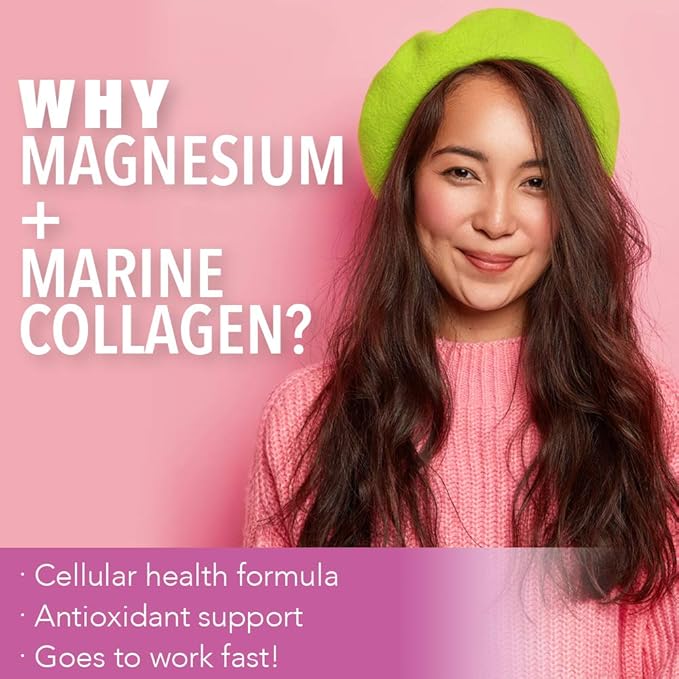 KAL Pretty Magnesium Glowing-Skin Drink | 325mg Mag Citrate + Marine Collagen | Cellular & Skin Health, 10.7oz, 70 Serv.