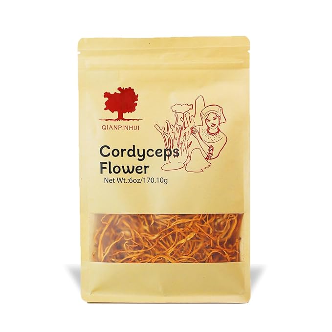 QIANPINHUI Cordyceps Flower Whole Dried Cordyceps Mushroom 6oz - Helps Reduce Fatigue,Increase Energy for Soup/Cooking/Cooling/Tea Making