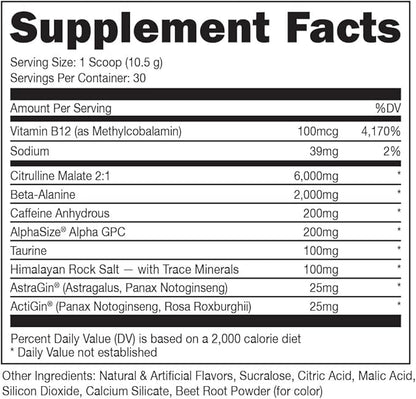 Bucked Up - Woke - HIGH STIM Pre Workout - Best Tasting - Focus Nootropic, Pump, Strength, 30 Servings (Blue Raspberry)