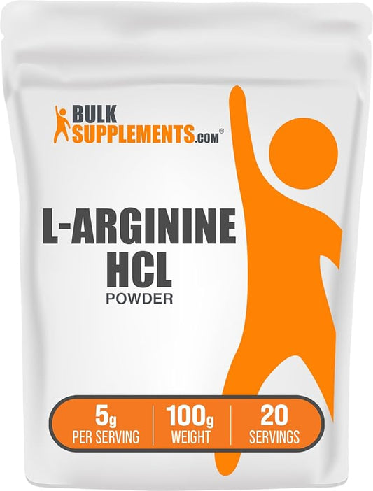 BulkSupplements.com L-Arginine HCl Powder - L-Arginine 1000mg, Arginine Supplement - Nitric Oxide Supplement, Nitric Oxide Powder - Pure & Gluten Free, 1000mg per Serving, 100g (3.5 oz)