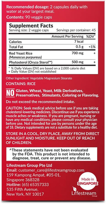LABO Nutrition CHOLRestore – Red Yeast Rice with Phytosterol Health Supplement, Supports Healthy Cholesterol Levels, Citrinin, Aflatoxin & Soy Free, 90 Vegetarian Capsules