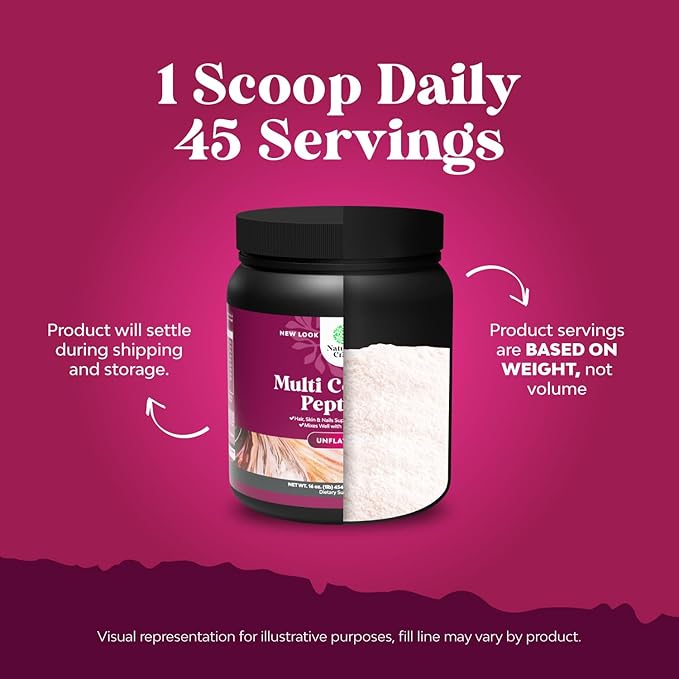 Multi Collagen Protein Powder for Women and Men - Keto Hydrolyzed Collagen Peptides 45 Servings Hair Skin and Nails Vitamins - Unflavored Bovine Type 1 3 for Bone Joint Support