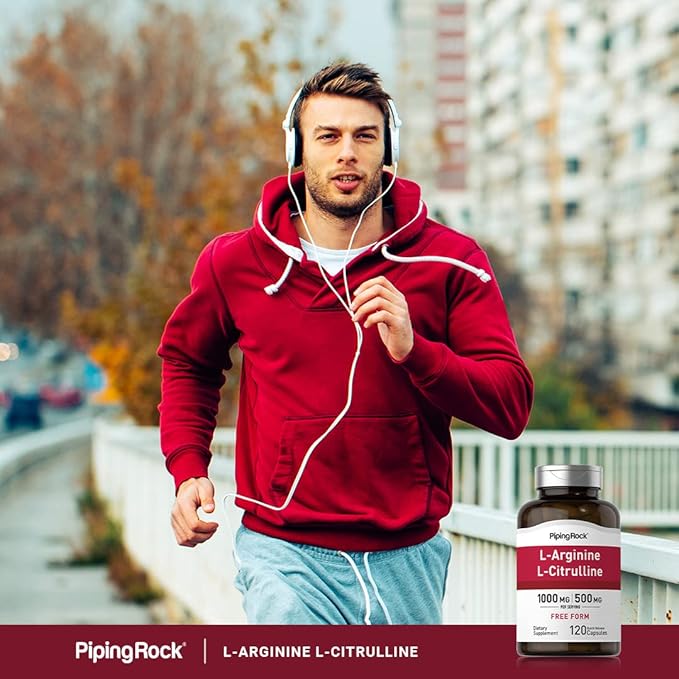 Piping Rock L-Arginine L-Citrulline Supplement | 1000 mg | 120 Capsules | Pre Workout | Free Form | Non-GMO, Gluten Free