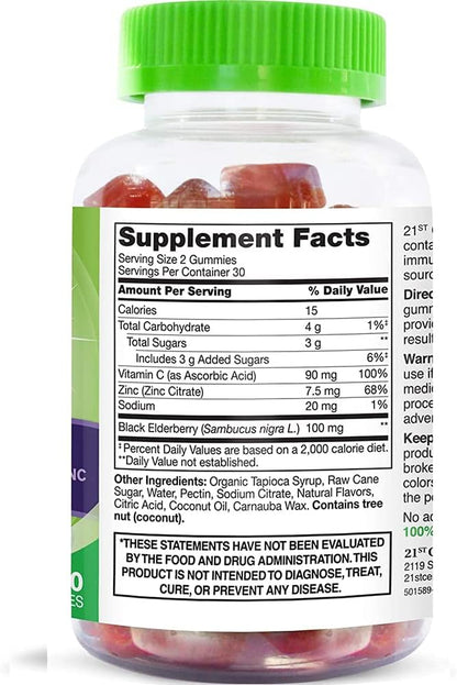 21st Century VitaJoy Sambucus Elderberry Gummies, Berry, 60 Count