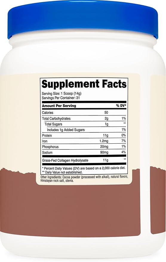 Nutricost Collagen Peptides Powder 1LB (454 G) (Chocolate) - Grass Fed Bovine Collagen Hydrolysate