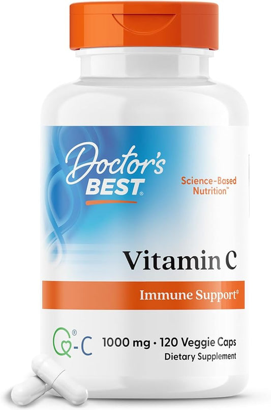 Doctor's Best Vitamin C with Q-C - Vitamin C 1000mg Non-GMO, Vegan, Gluten Free, Soy Free, Sourced from Scotland Veggie Caps, 120 Count