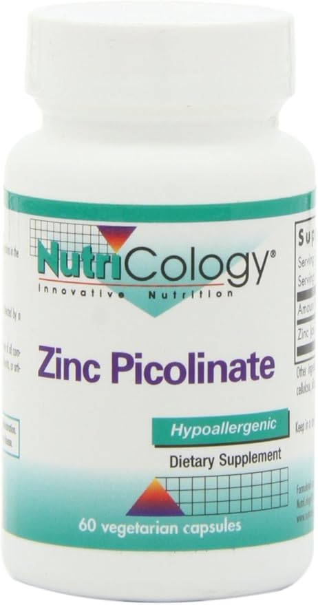 Nutricology Zinc Picolinate Supplement - Supports Normal Health Immune Response, Highly Bioavailable, Well-Absorbed, Hypoallergenic, Vegetarian Capsules - 60 Count