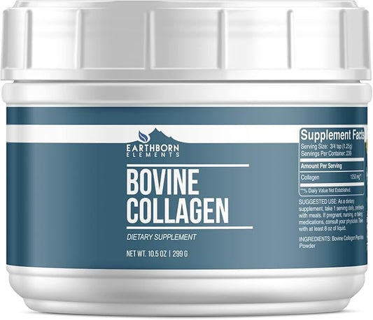 Earthborn Elements Bovine Collagen Peptides Powder 10.5 oz, Pure & Undiluted, Dietary Supplement