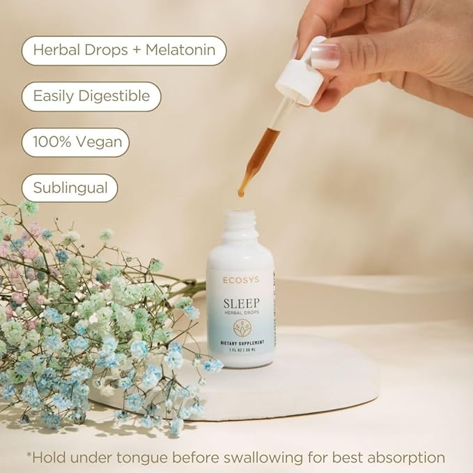 Sleep Drops – Natural Liquid Sleep Supplement with Melatonin, Valerian Root, Chamomile, & Passionflower – Spearmint Vanilla Flavor, 30-Day Supply