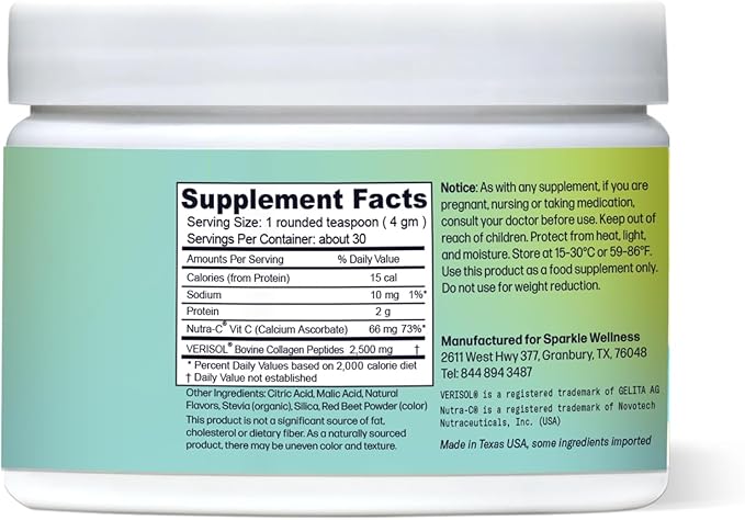 Skin Boost (Acai Lemonade) [30-Serves] | Collagen Powder Supplement with VERISOL Bioactive Hydrolyzed Collagen Peptides & Vitamin C to Improve Skin, Hair & Nail Health