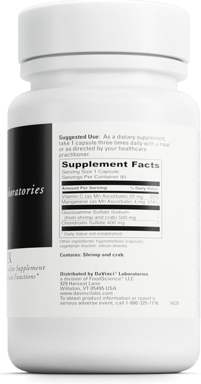 DAVINCI Labs Natural Flex - A Glucosamine and Chondroitin Sulfate Supplement to Support Connective Tissue and Joint Functions - Gluten Free - 90 Capsules