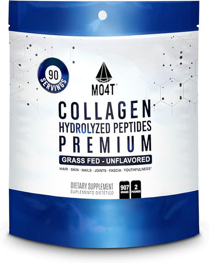 MO4T Collagen Peptides- Grass-Fed Collagen- Hydrolyzed Collagen Powder- Unflavored- 2 Pounds Collagen- Colageno 2 libras - Colageno Hidrolizado