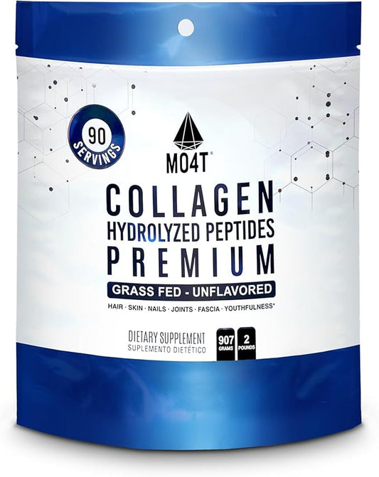 MO4T Collagen Peptides- Grass-Fed Collagen- Hydrolyzed Collagen Powder- Unflavored- 2 Pounds Collagen- Colageno 2 libras - Colageno Hidrolizado