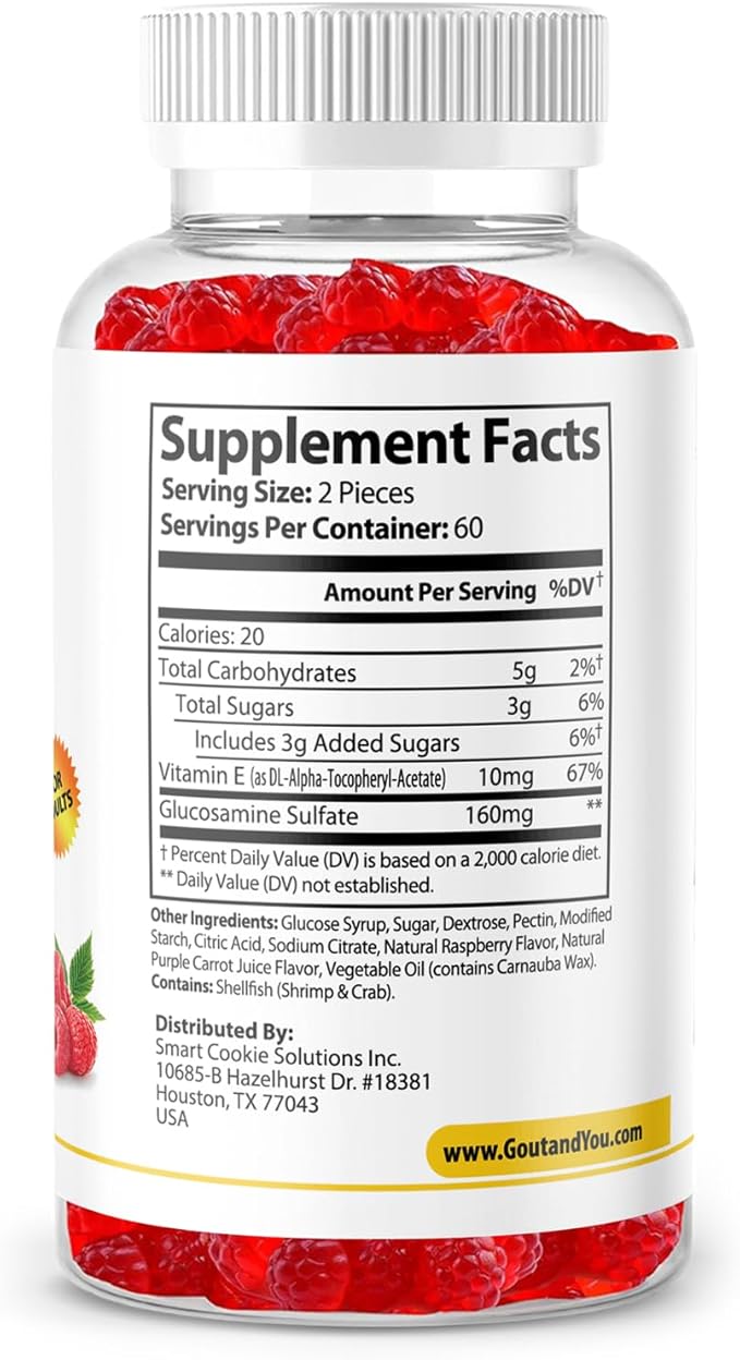 120 Extra Strength Joint Support Chewable Gummies with Glucosamine & Vitamin E - Natural Joint & Flexibility Support