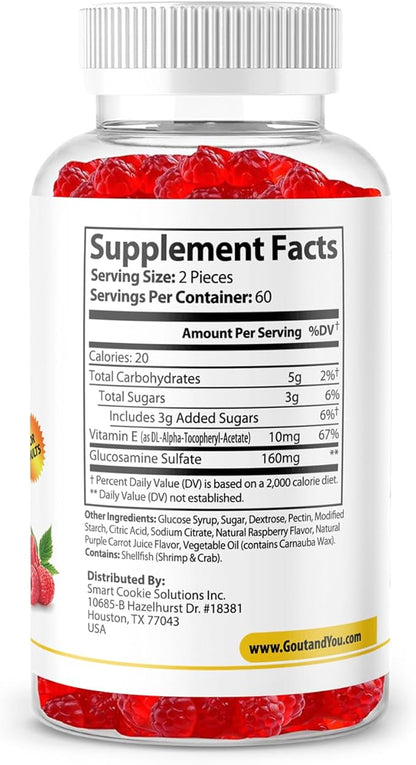 120 Extra Strength Joint Support Chewable Gummies with Glucosamine & Vitamin E - Natural Joint & Flexibility Support