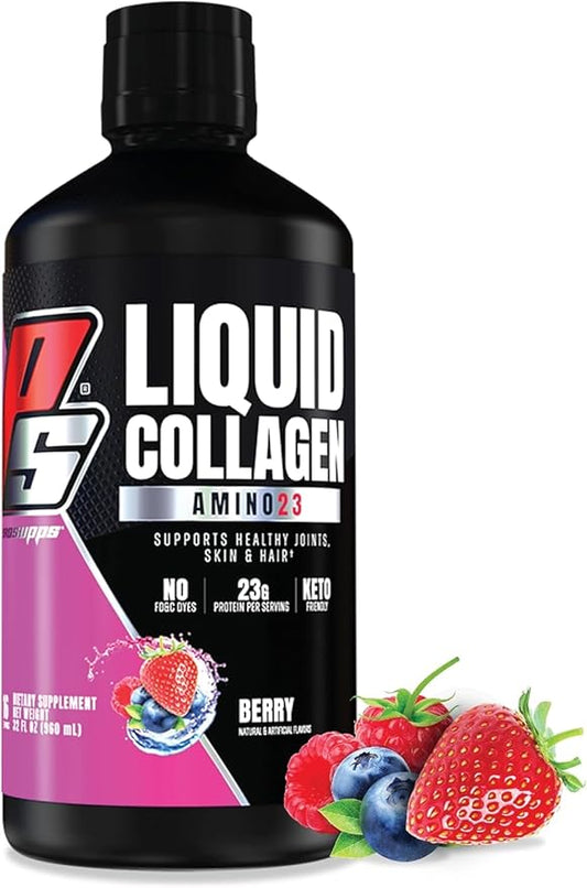 PROSUPPS Amino23 Liquid Collagen Shots, Berry - Collagen Peptide Post Workout Supplement Supports Healthy Aging, Joints, Skin & Hair - Gluten-Free & Zero Sugar - 16 Servings