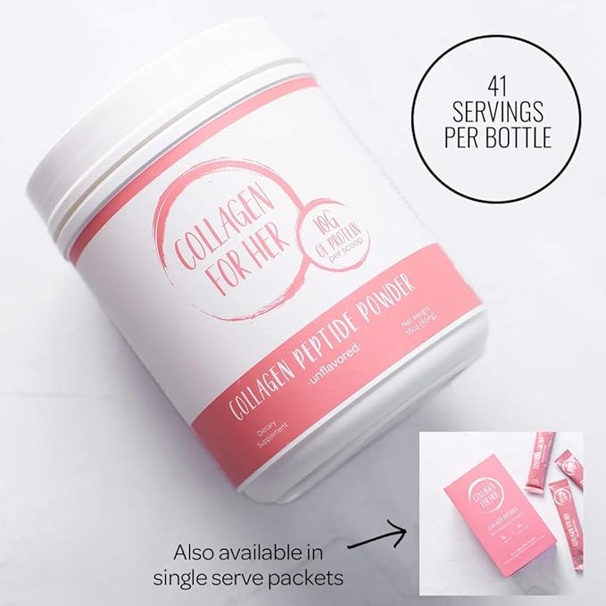 Unflavored Collagen Peptides Powder - Hydrolyzed Collagen Protein Supplement for Women | Vital for Hair, Skin, Nails, Gut Support, Paleo, Keto (41 Servings)