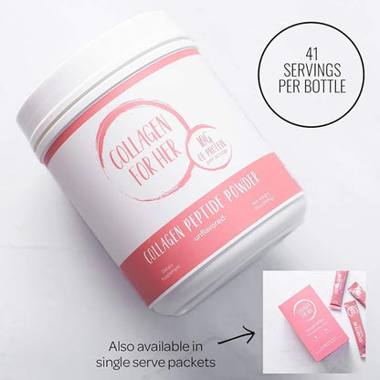 Unflavored Collagen Peptides Powder - Hydrolyzed Collagen Protein Supplement for Women | Vital for Hair, Skin, Nails, Gut Support, Paleo, Keto (41 Servings)