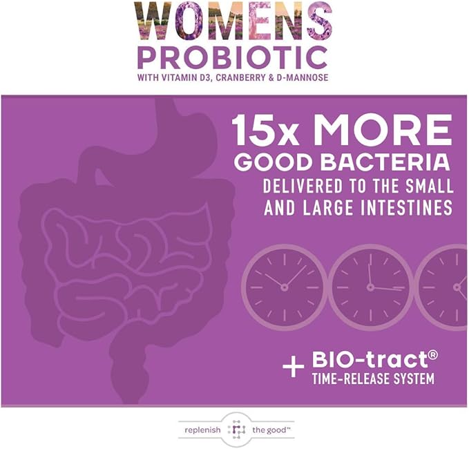 Probiotics for Women - Supports Digestive & Vaginal Health with D3, Prebiotics & Cranberry - Defends Against UTI & Yeast - 15x More Effective Than Regular Capsules (60 Count)