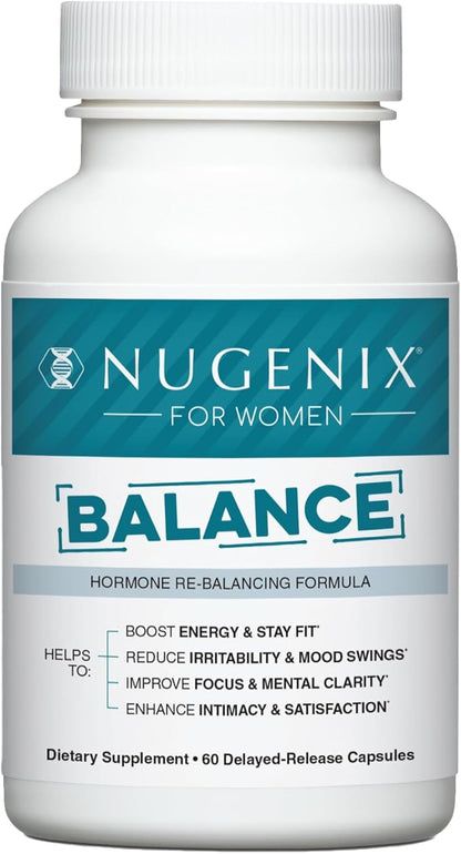 Nugenix for Women Balance - Hormone Balance for Women, Boost Energy, Improve Focus & Mental Clarity, Restore Hormonal Balance, Menopause, 60 Count