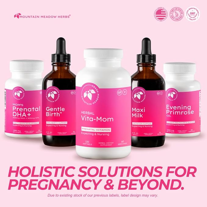 Mountain Meadow Herbs Vita-MOM Prenatal Vitamins – Herbal Supplement for Women with Folic Acid, Iron, Multivitamins & Organic Herbs – 120 Softgels (2-Month Supply)
